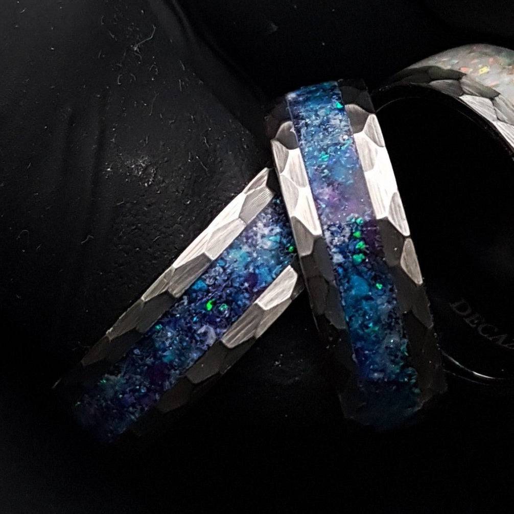 Men's Galaxy Opal Tungsten Ring Wedding Band