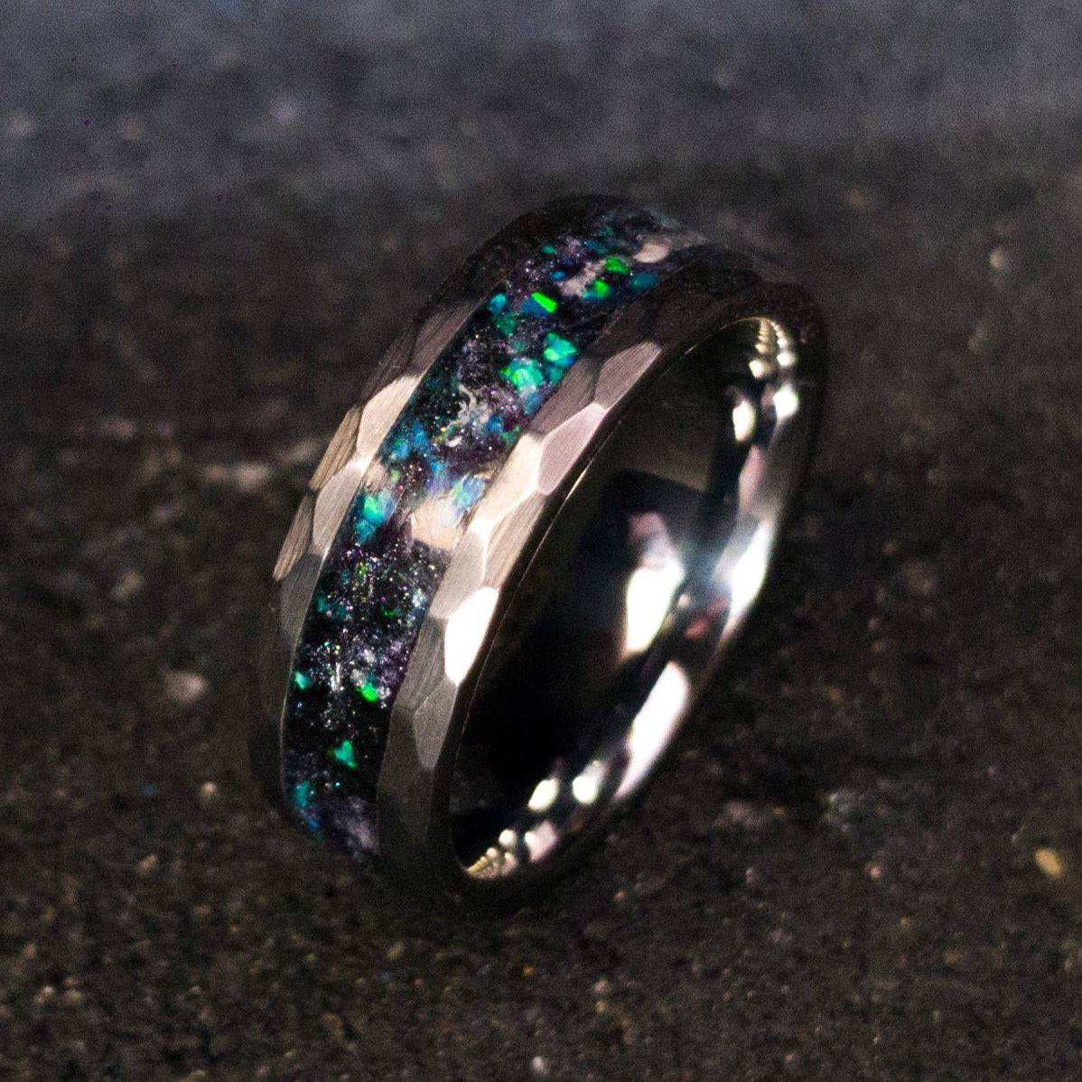 Men's Galaxy Opal Tungsten Ring Wedding Band