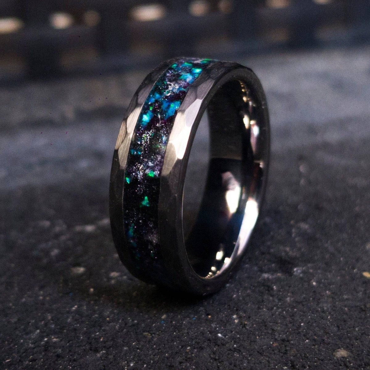 Men's Galaxy Opal Tungsten Ring Wedding Band
