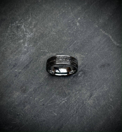 Rare cape york meteorite tungsten ring.