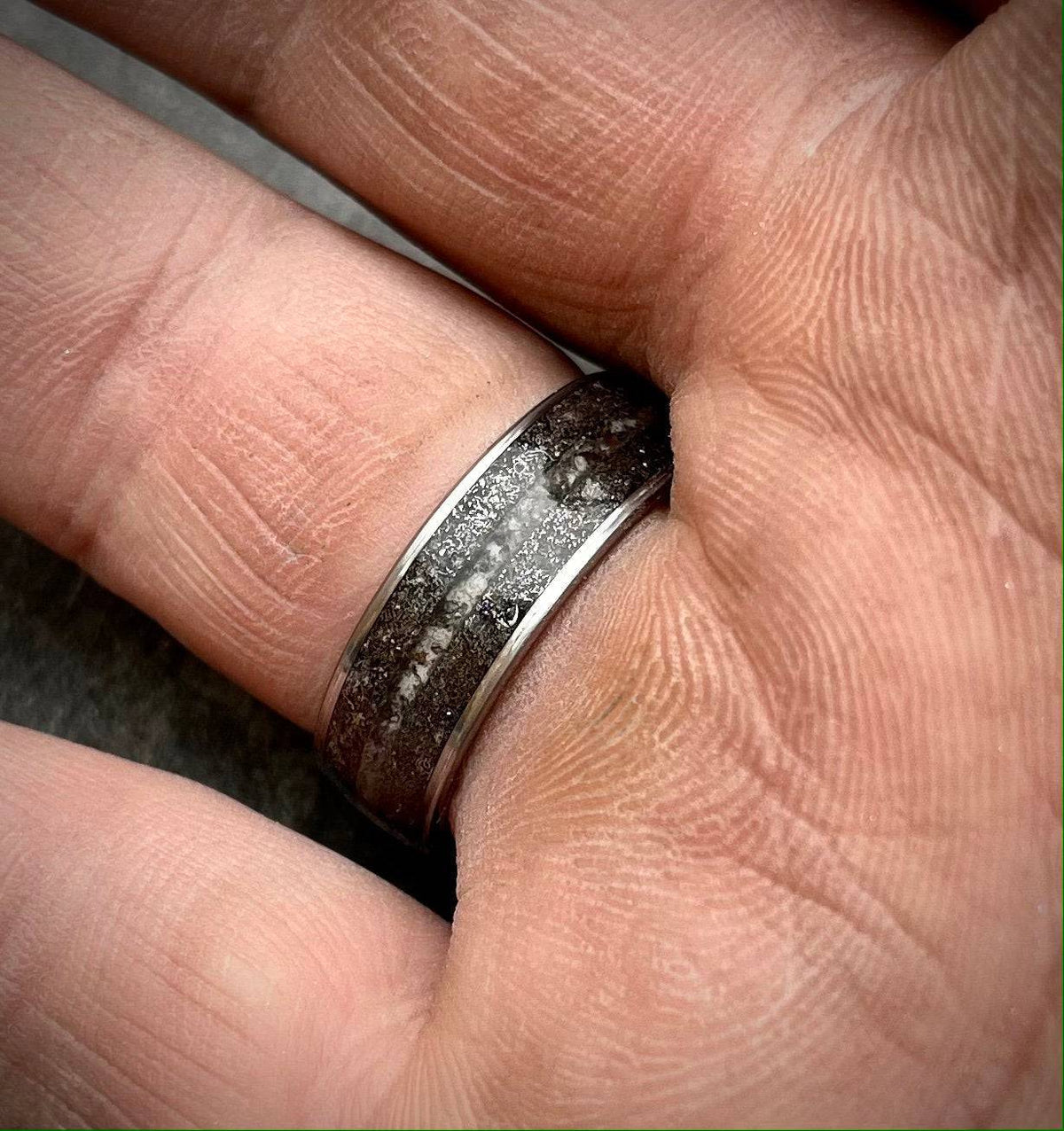 Rare cape york meteorite tungsten ring.