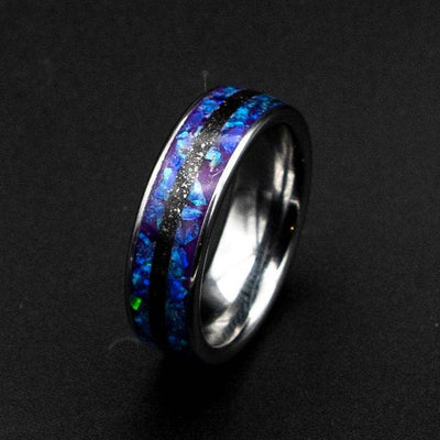 Sleepy Lavender Opal Silver Tungsten Ring