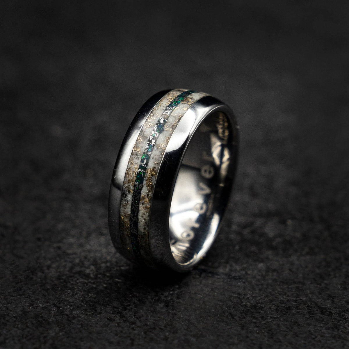 Tungsten opal, meteorite and Mokume gane glow ring | Decazi