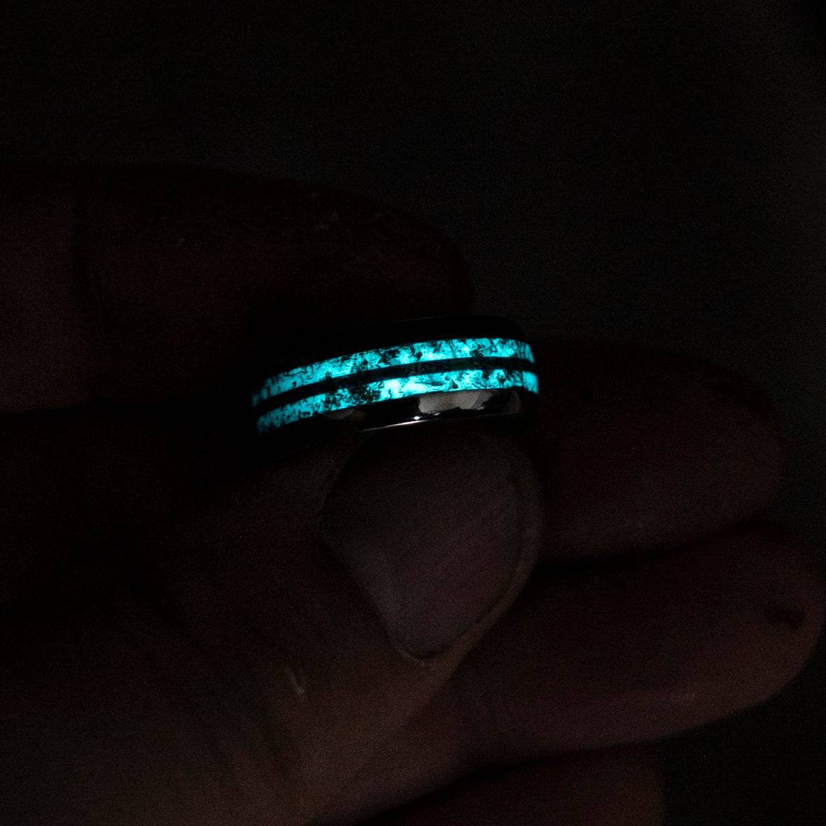 Tungsten opal, meteorite and Mokume gane glow ring | Decazi