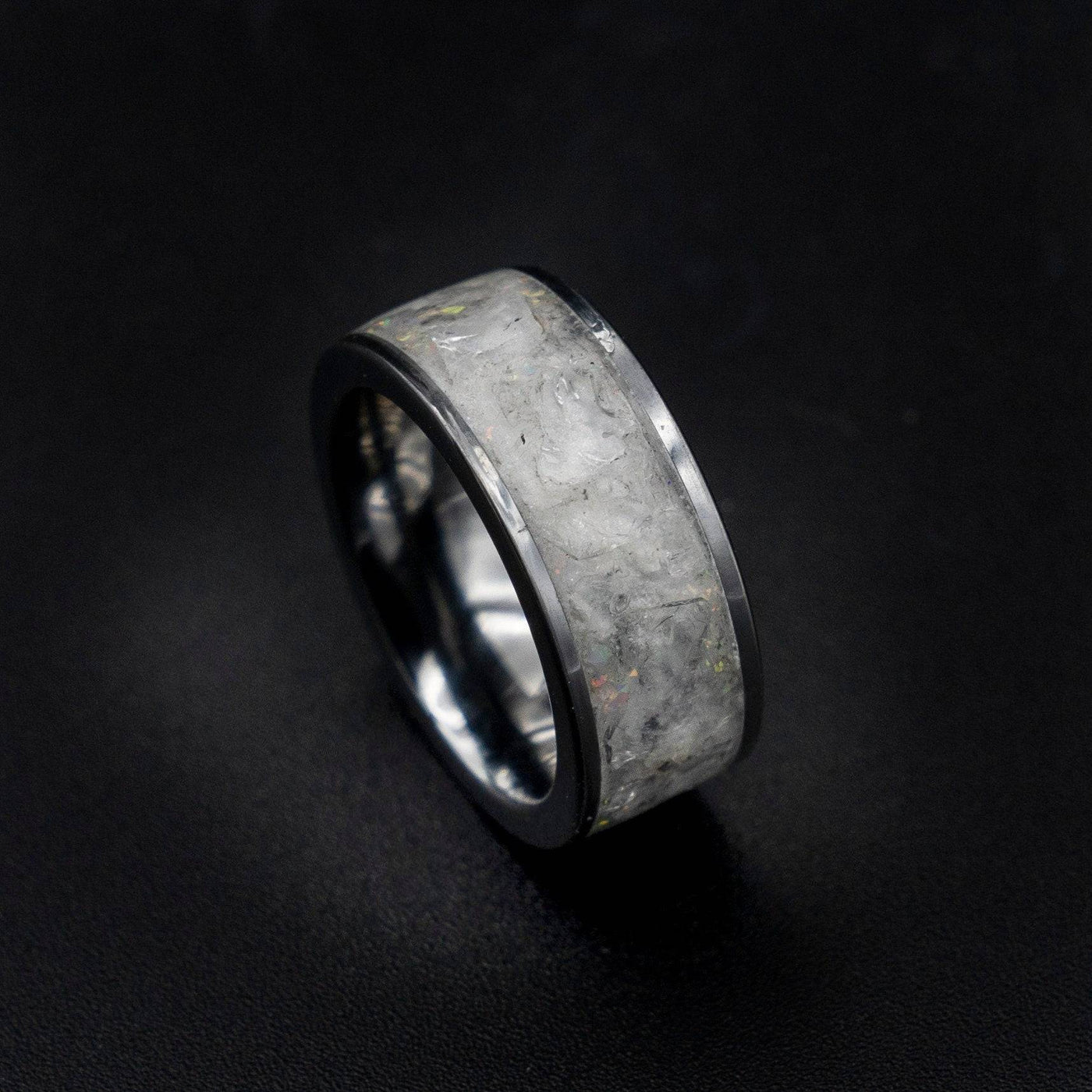 Tungsten ring with Herkimer diamond