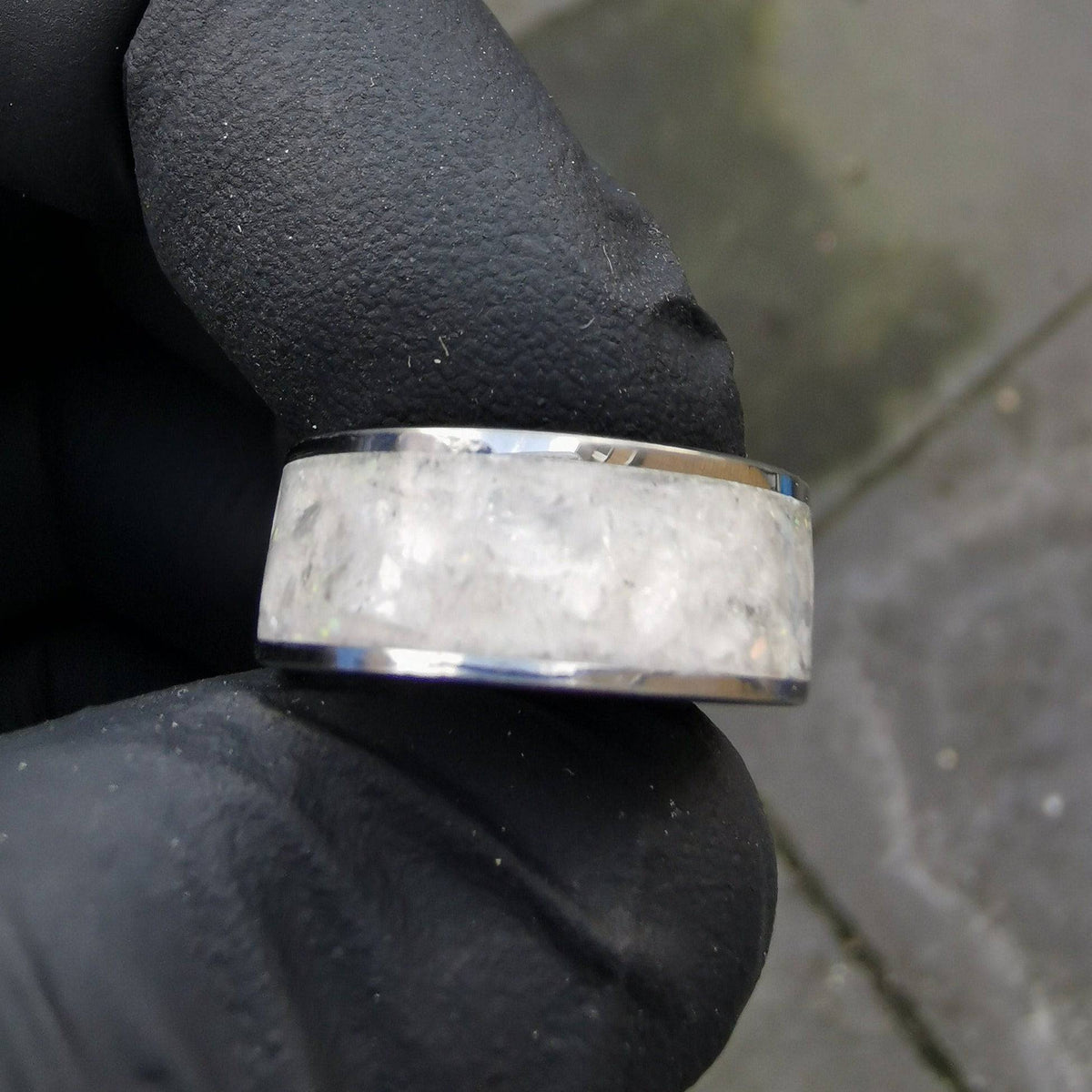 Tungsten ring with Herkimer diamond
