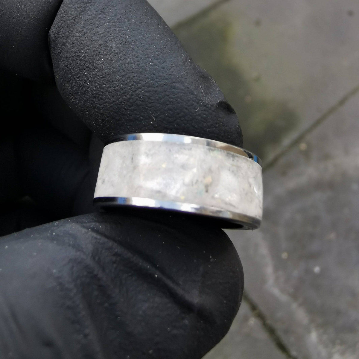 Tungsten ring with Herkimer diamond